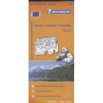 Michelin Wegenkaart 551 Zwitserland Noord (Paperback) bij Singel 344