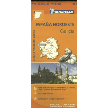 Michelin Wegenkaart 571 Spanje Noordwest - Galicia (Paperback) bij Singel 344