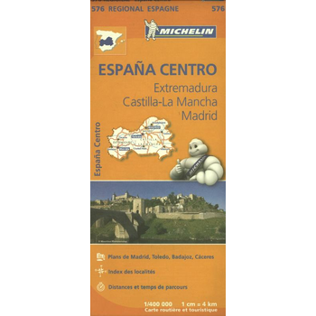 Michelin Wegenkaart 576 Spanje Midden - Extremadura, Castilla-La Mancha (Paperback) bij Singel 344
