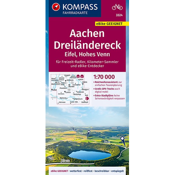 Kompass FK3324 Fietskaart Aachen, Dreiländereck, Eifel bij Singel 344