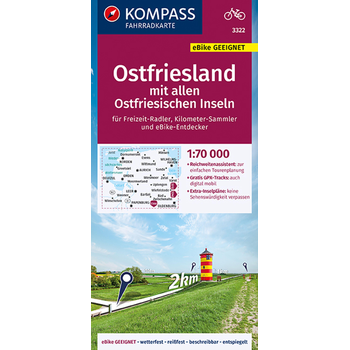 Kompass FK3322 Fietskaart Ostfriesland mit Inseln bij Singel 344