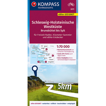 Kompass FK3311 Fietskaart Schleswig-Holsteinische Westküste bij Singel 344