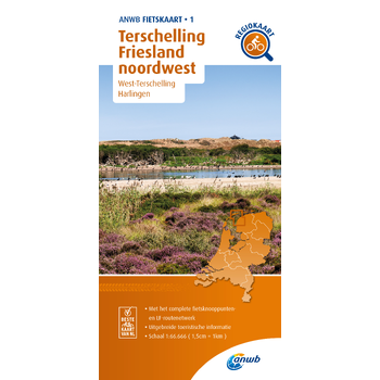 Fietskaart Terschelling, Friesland noordwest 1:66.666 bij Singel 344