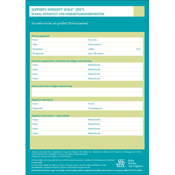 Support Intensitiy Scale (SIS) - scoreformulieren (Loose-leaf) bij Singel 344