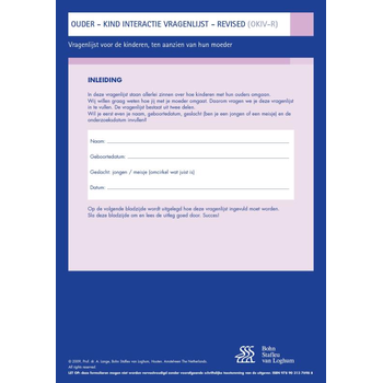 Ouder Kind Interactie Vragenlijst (OKIV-R) - vragenlijst voor kinderen ten aanzien van hun moeder (Paperback) bij Singel 344