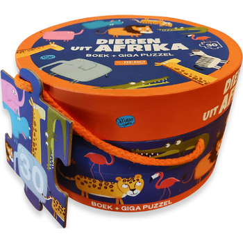 Dieren uit Afrika - boek + giga puzzel (Board book) bij Singel 344