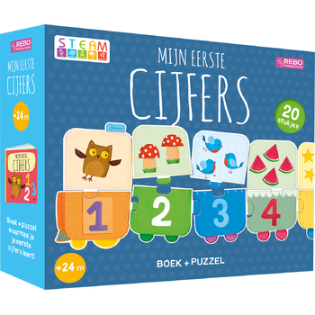 Puzzeltrein 20 stukjes en boek - Mijn eerste cijfers (Board book) bij Singel 344
