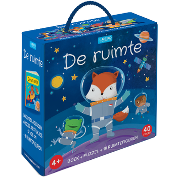 De ruimte - boek + puzzel + 10 figuren (Board book) bij Singel 344