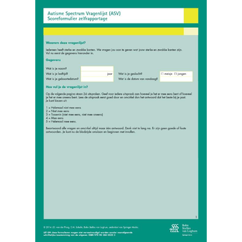 Autisme Spectrum Vragenlijst (ASV ) - scoreformulieren (Loose-leaf) bij Singel 344
