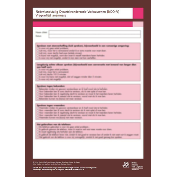 Nederlandstalig Dysartrie Onderzoek volwassenen (NDO-V) - scoreformulieren (Loose-leaf) bij Singel 344