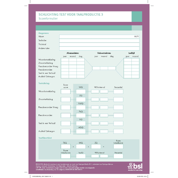 Schlichting Test voor Taalproductie 3 - Scoreformulieren bij Singel 344