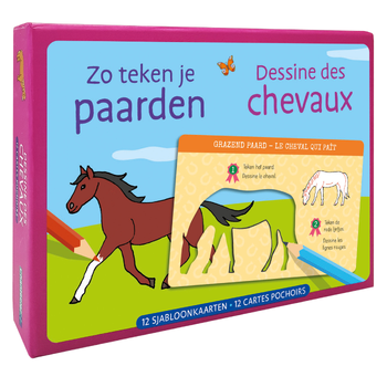 Zo teken je paarden - 12 sjabloonkaarten / Dessine des chevaux – 12 cartes pochoirs (Paperback) bij Singel 344
