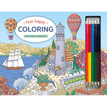 Feel Happy Coloring - Kleurboek & potlodenset (Paperback) bij Singel 344