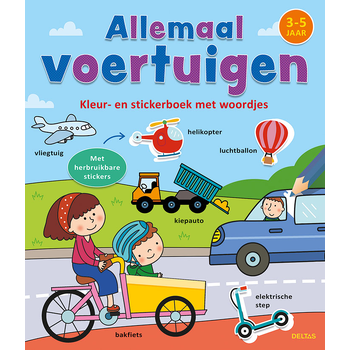Kleur- en stickerboek met woordjes - Allemaal voertuigen (3-5 j.) (Paperback) bij Singel 344
