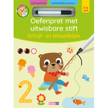 Oefenpret met uitwisbare stift - Schrijf- en telspelletjes (3-4 j.) (Board book) van ZNU