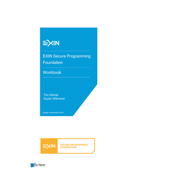 EXIN Secure Programming Foundation - Workbook (Paperback) bij Singel 344