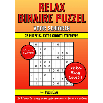 Binaire Puzzel Relax - 10x10 Raster - 75 Puzzels Extra Groot Lettertype - Lekker Easy Level! (Paperback) bij Singel 344