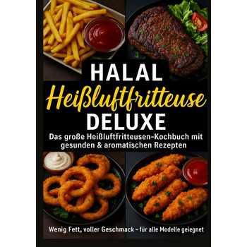 Halal Airfryer Deluxe: Das große Heißluftfritteusen-Kochbuch mit gesunden & aromatischen Rezepten FARBAUSGABE (Paperback) bij Singel 344