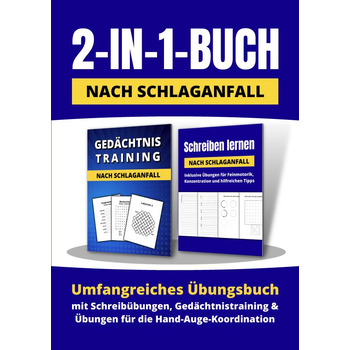 2-in-1-Buch nach Schlaganfall: Umfangreiches Übungsbuch mit Schreibübungen, Gedächtnistraining und Übungen für die Hand-Auge-Koordination (Paperback) bij Singel 344