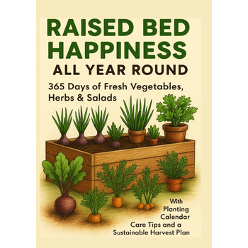 RAISED BED HAPPINESS ALL YEAR ROUND 365 Days of Fresh Vegetables, Herbs & Salads – With Planting Calendar, Care Tips and a Sustainable Harvest Plan (Paperback) bij Singel 344