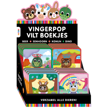 Display Kijk, voel & vind vingerpop viltboekjes 4 x 4 ex. bij Singel 344