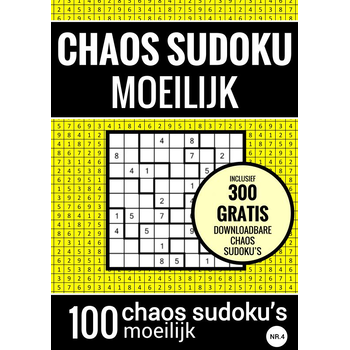 Sudoku Moeilijk: CHAOS SUDOKU - nr. 4 - Puzzelboek met 100 Moeilijke Puzzels voor Volwassenen en Ouderen (Paperback) bij Singel 344