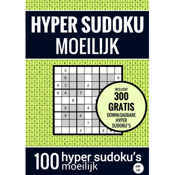 Sudoku Moeilijk: HYPER SUDOKU - nr. 18 - Puzzelboek met 100 Moeilijke Puzzels voor Volwassenen en Ouderen (Paperback) bij Singel 344