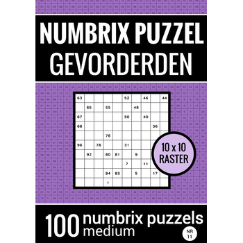 Puzzelboek met 100 Numbrix Puzzels voor Gevorderden - NR.11 - Numbrix Puzzel Medium (Paperback) bij Singel 344