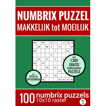 Kerstcadeau: Puzzelboek met 100 Numbrix Puzzels - Makkelijk tot Moeilijk - NR.14 (Paperback) bij Singel 344