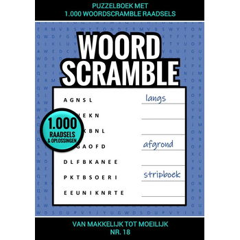 Puzzelboek met 1.000 Woord Scramble Raadsels - nr. 18 (Paperback) bij Singel 344