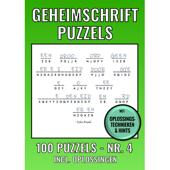 Geheimschrift Puzzelboek NR. 4 - 100 Puzzels - Incl. Uitleg, Tips en Oplossingen (Paperback) bij Singel 344